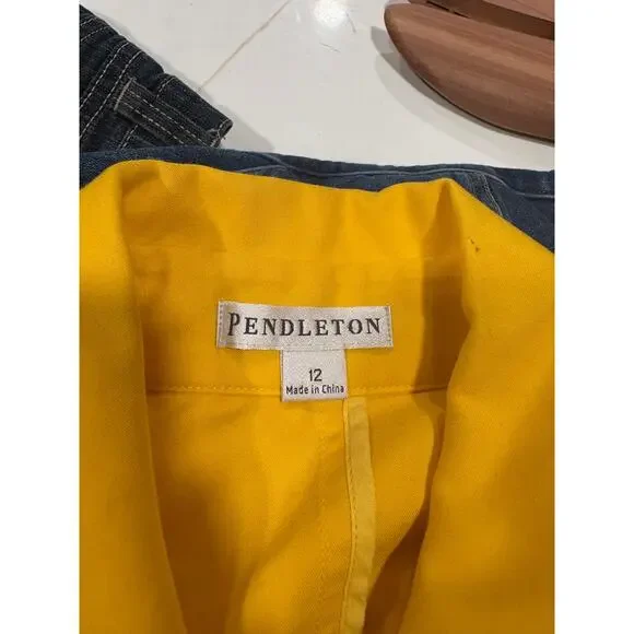 PENDLETON WOMEN'S YELLOW DOUBLE-BREASTED TRENCH COAT SIZE 12 RAINCOAT - Picture 6 of 6